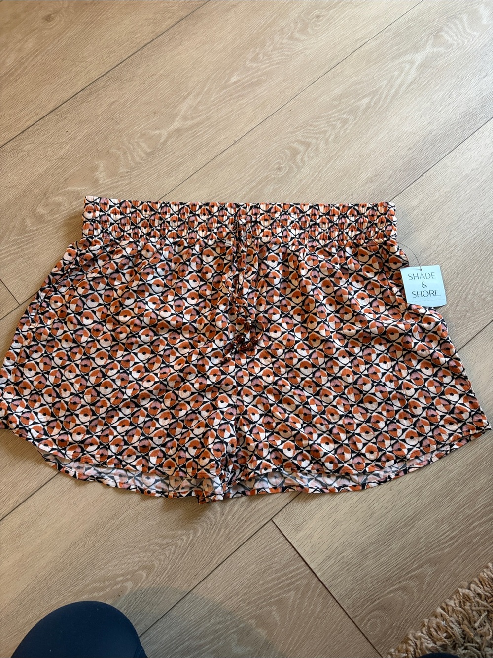 Shade & Shore Orange and Black Bathing Suit Cover Up/ Lounge Shorts